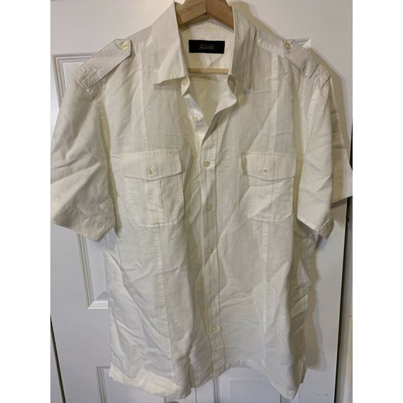 TASSO ELBA Men’s Sz XL‎ BUTTON DOWN SHORT SLEEVE SHIRT WHITE - Picture 3 of 8
